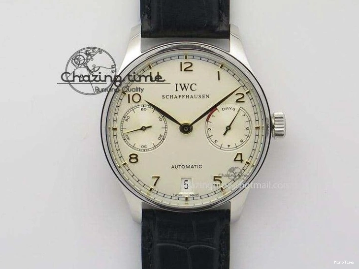 MIROTIME 0512 Modern Portuguese IW371404 ZF V3 1:1 Best Edition SS Black Dial On Black Leather Strap A 7267